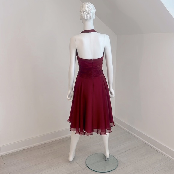 NWT SAMPLE BELLA FORMALS by Venus bridal size 10 Claret red Iridescent chiffon. - Picture 4 of 8